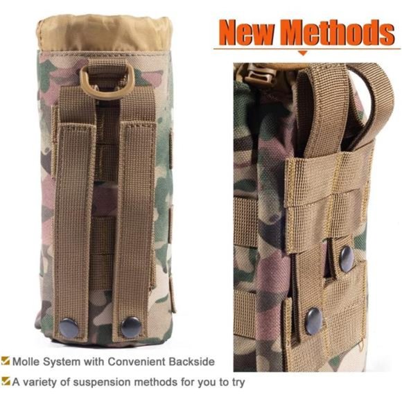 Set of 2 Water Bottles Pouch Bag, Tactical Drawstring Molle Water Bottle Holder - Picture 7 of 7